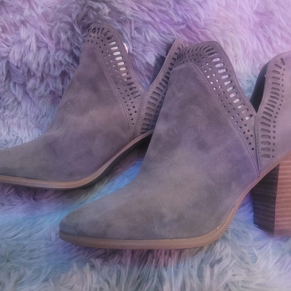 Vince Camuto Gray Suede Cutout Ankle Boots